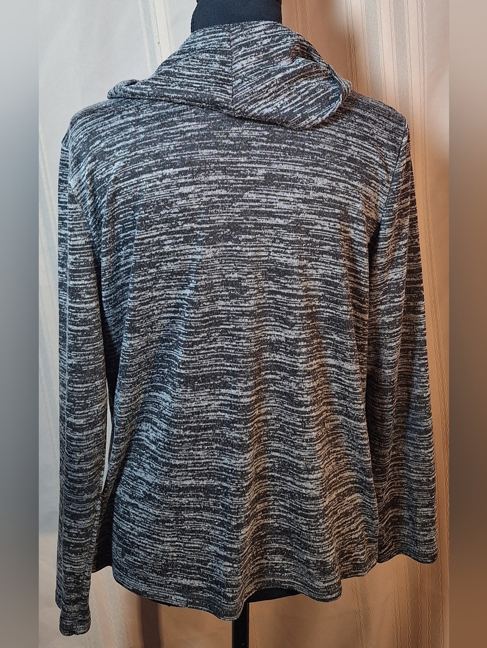 FADED GLORY Brown and Tan Space-Dye Cowl Neck Long Sleeve Top - Picture 4 of 5